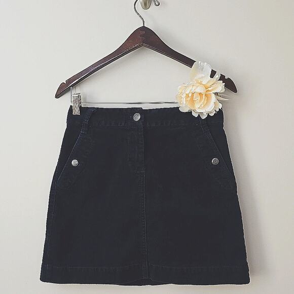 J. Crew Academia Corduroy Mini Skirt Size 2 Teacher Minimalist Navy Blue - Picture 1 of 6
